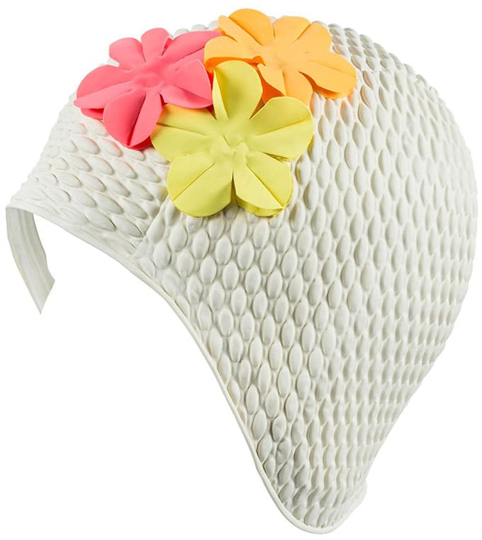 Vintage style swim cap with flowers