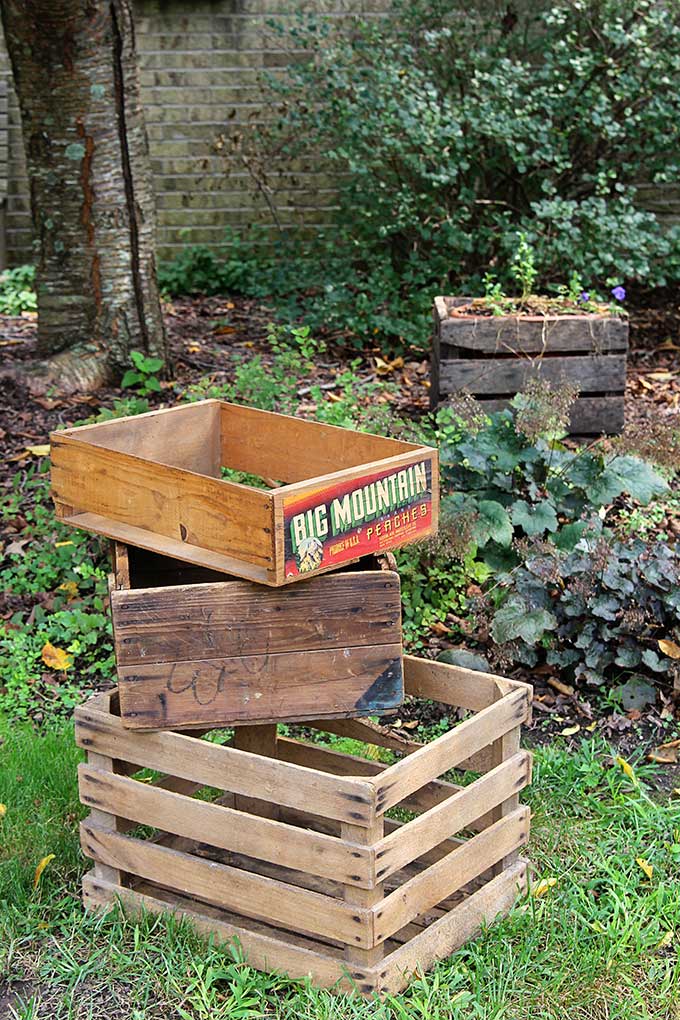 Wooden crates and boxes are cute fall porch ideas