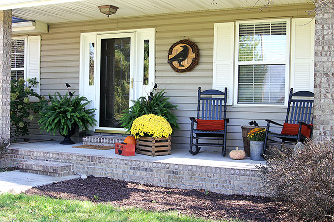 Fall porch decor for Halloween