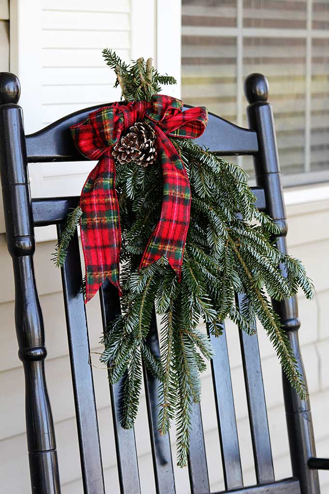 Pine boughs tied up for Christmas decor