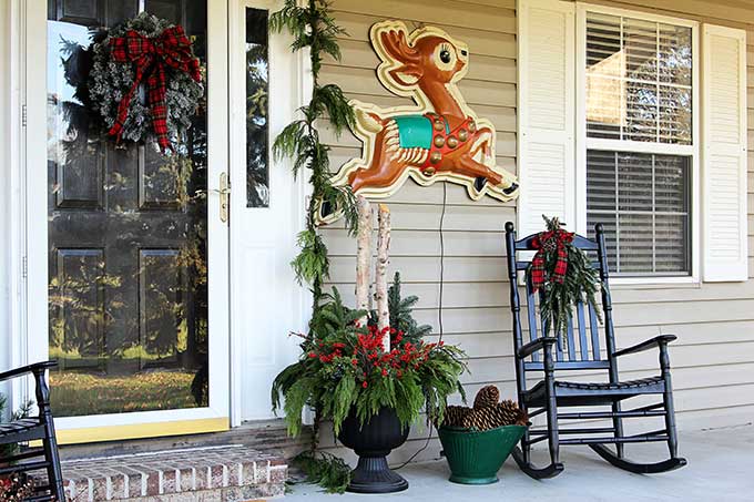 Front porch Christmas decor