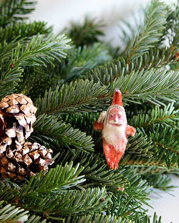 Vintage chenille Santa tree ornament