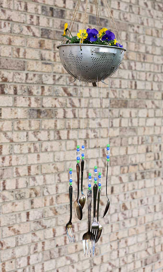 DIY wind chimes using vintage silverware