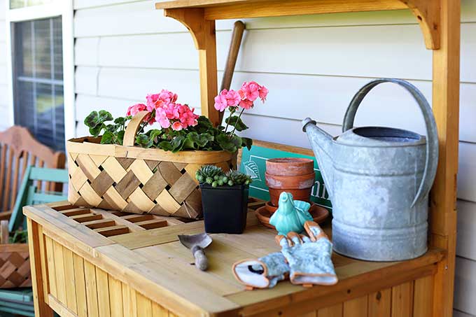 Wooden potting bench