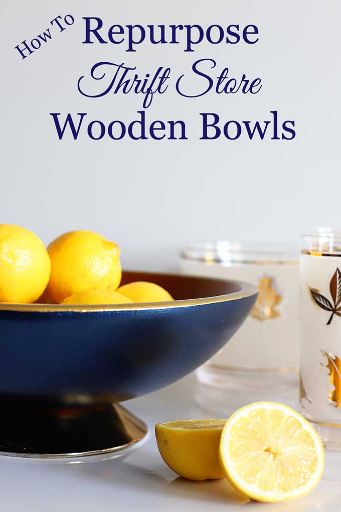 How to repurpose a 1960's thrift store wooden salad bowl for a more modern look. A quick and easy way to give grandma's wood bowl set a new life is to upcycle it into stylish home decor.