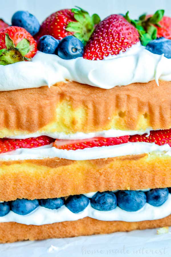 no bake patriotic cake made with pound cake