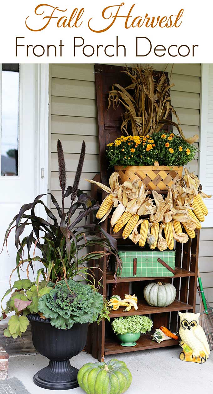 Simple fall porch decorating ideas using items from around your yard and house. Fall porch decor doesn't have to be expensive to look good!