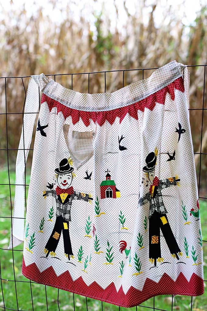 Vintage fall harvest scarecrow apron