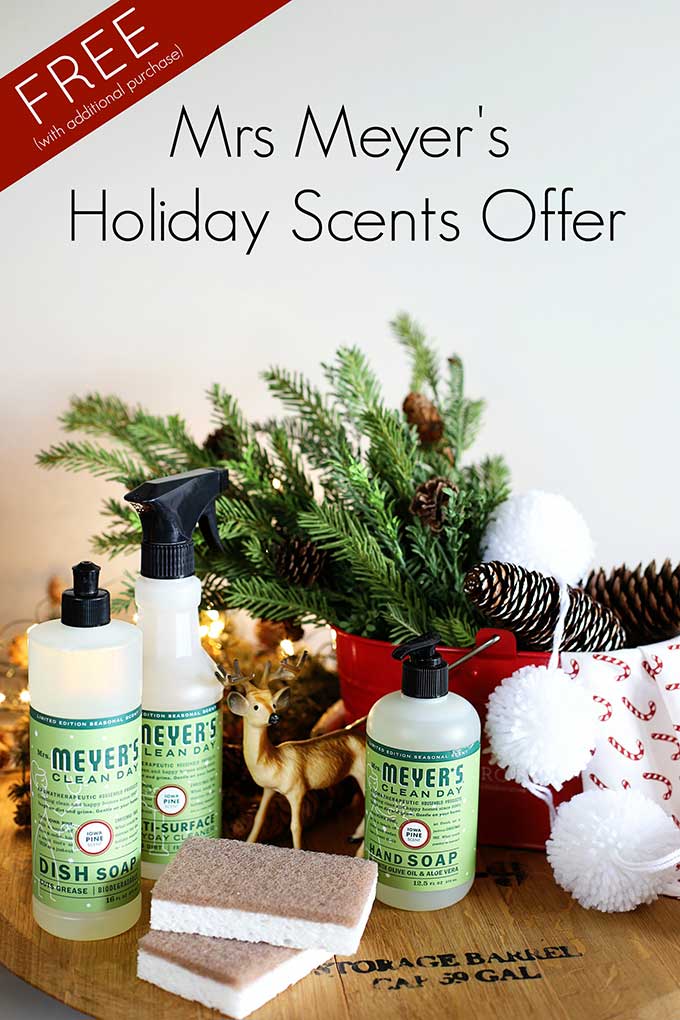 FREE Mrs Meyer's HOLIDAY cleaning set with additional purchase from Grove Collaborative. Your choice of Iowa Pine, Peppermint and Orange Clove scented cleaning supplies!