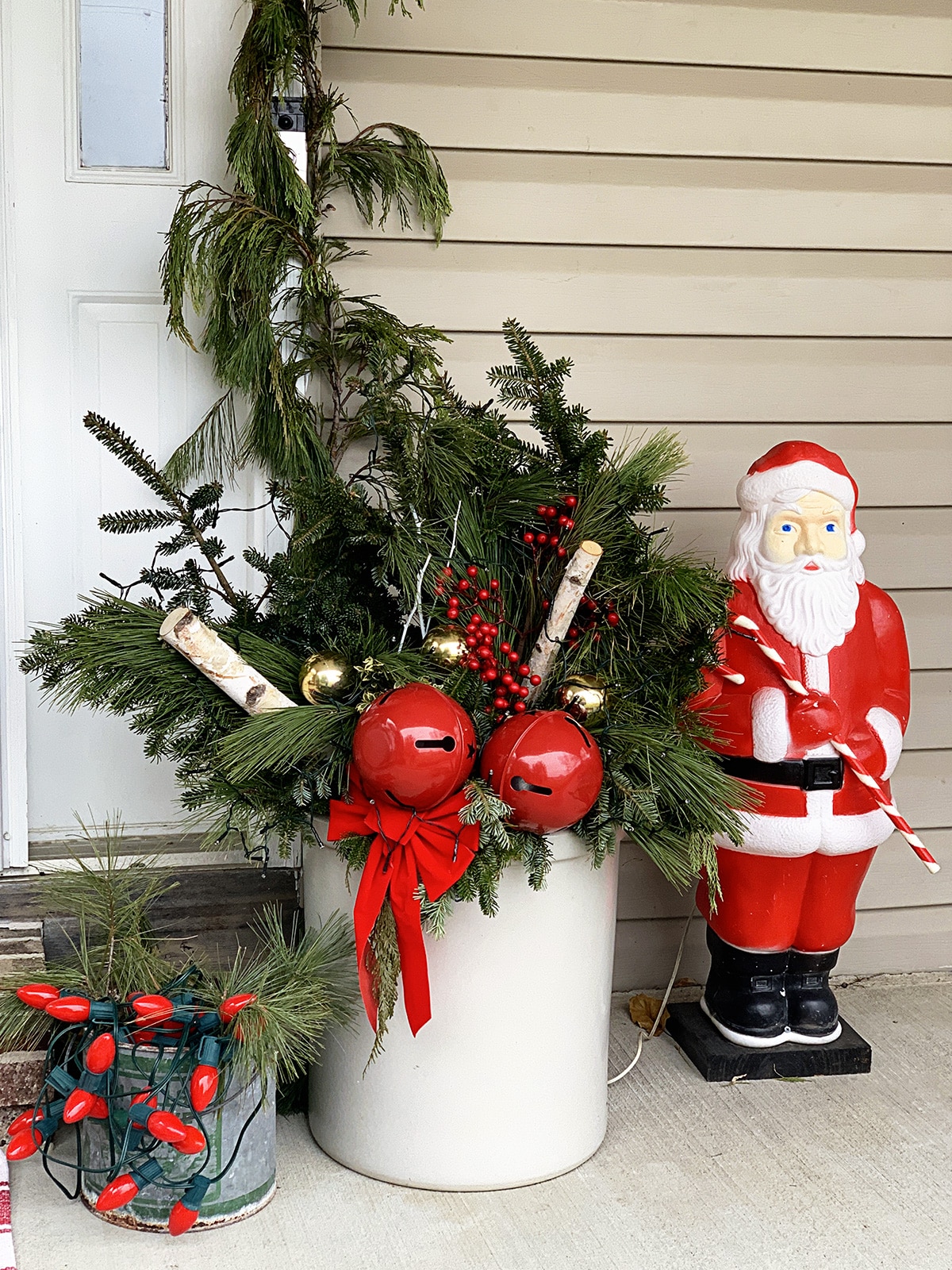 Christmas planter for the front door.