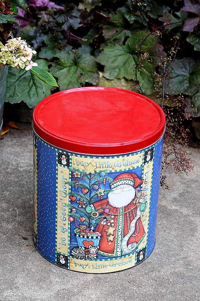 Popcorn tin upcycle project