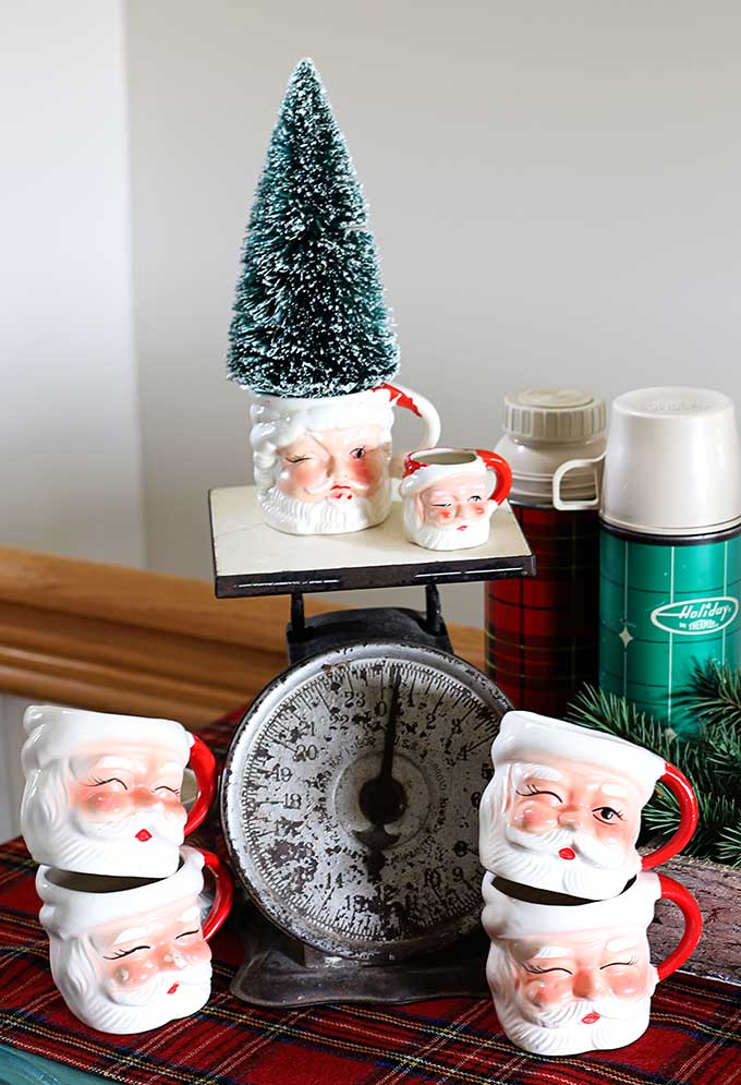 Vintage ceramic Santa mugs