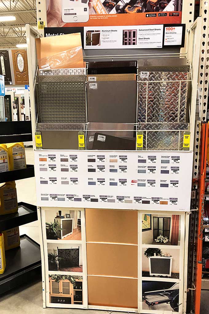 Decorative aluminum sheets at Home Depot