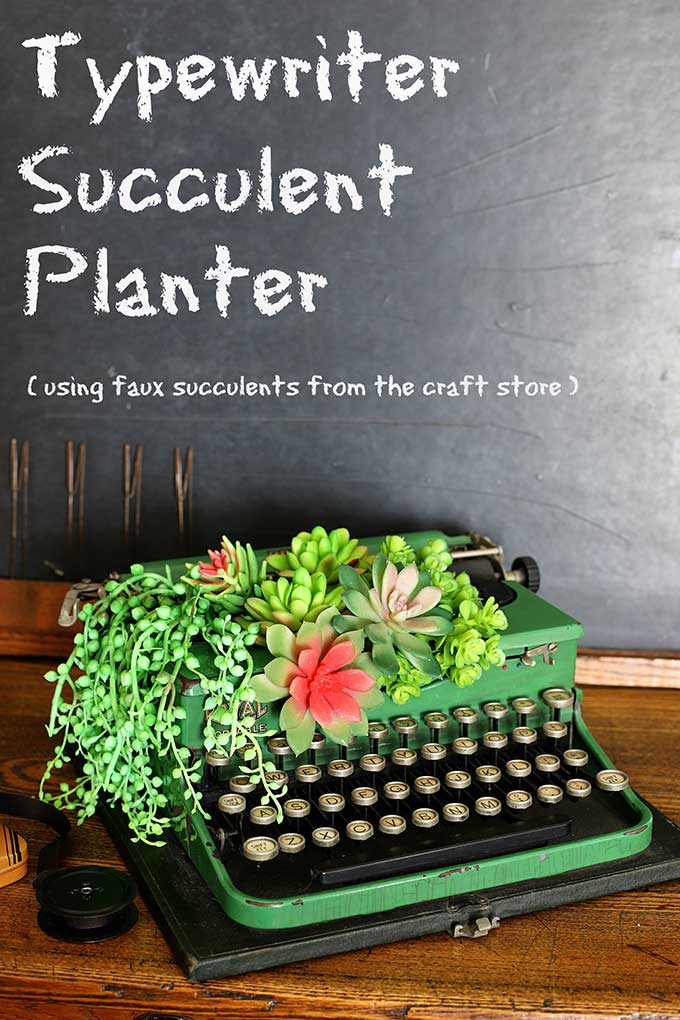 Upcycle an old typewriter into a cute succulent planter. And the best part is we use faux succulents from the craft store so no green thumb required! 