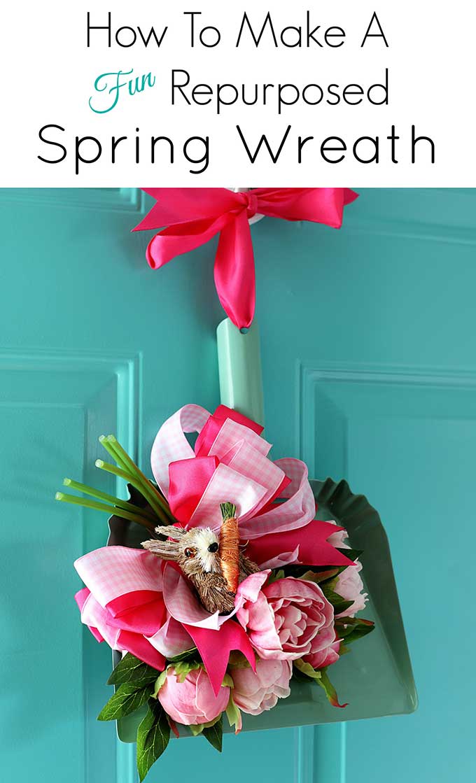 Learn how to make a super cute spring wreath using a dustpan for a spring cleaning sort of theme! 