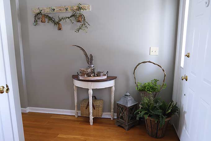 Entryway decorated for spring