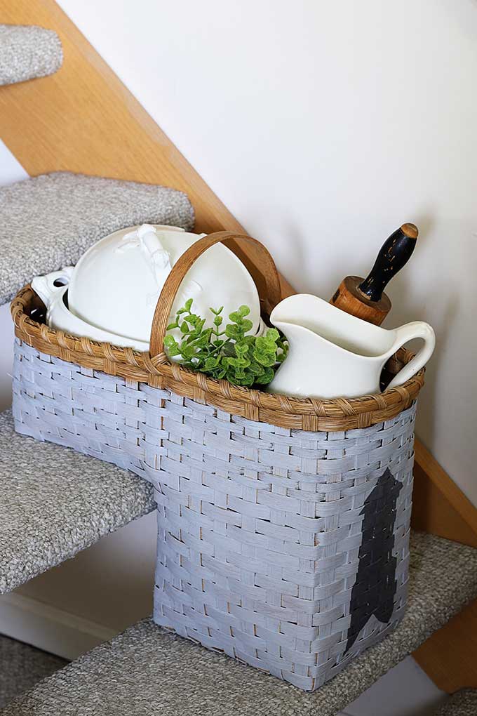Thrift store basket makeover for home decor