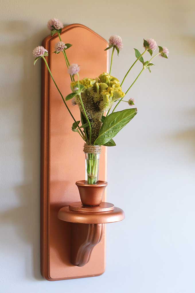 DIY copper wall sconces - a thrift store upcycle project 
