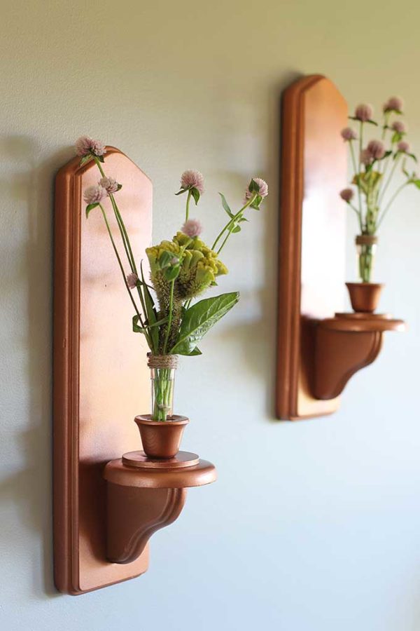Upcycled Wooden Wall Sconce Vase House of Hawthornes