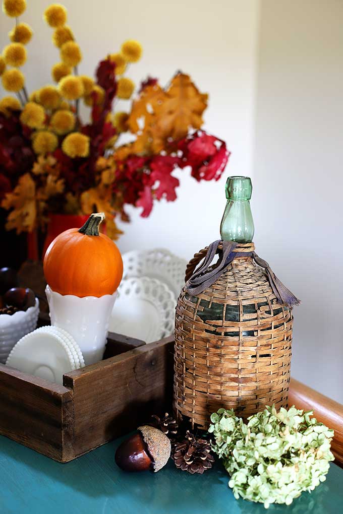 Vintage wicker covered Bacardi bottle