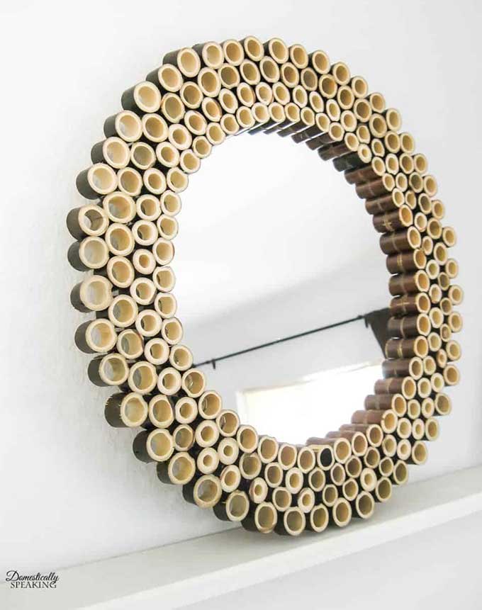 Upcycled mirror using bamboo