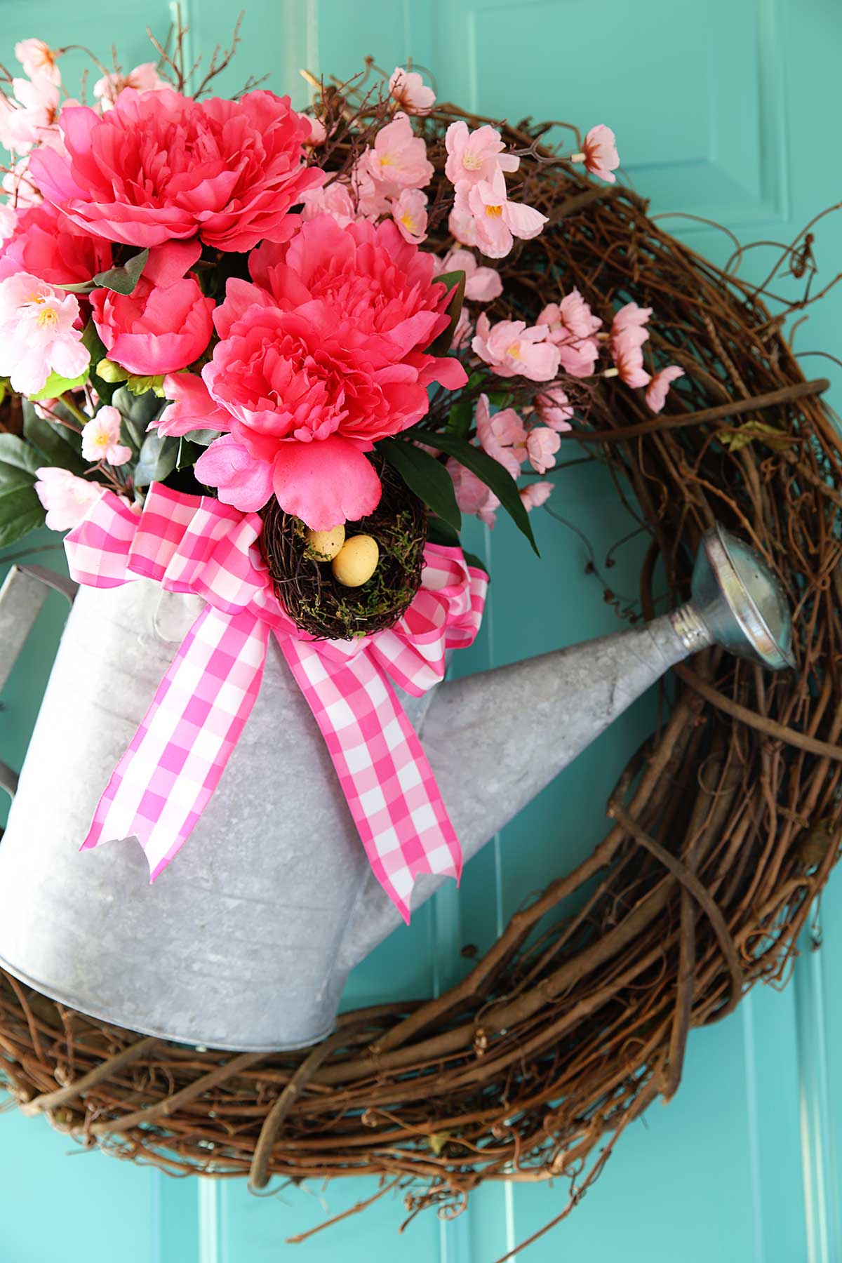 spring watering can wreath