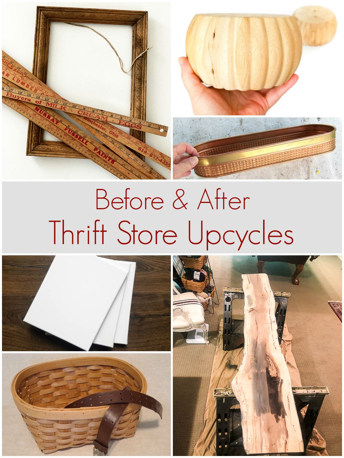 before and after thrift store upcycling projects