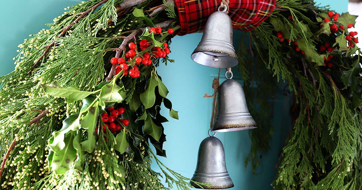 Homemade Winter Wreath with Fresh Evergreens