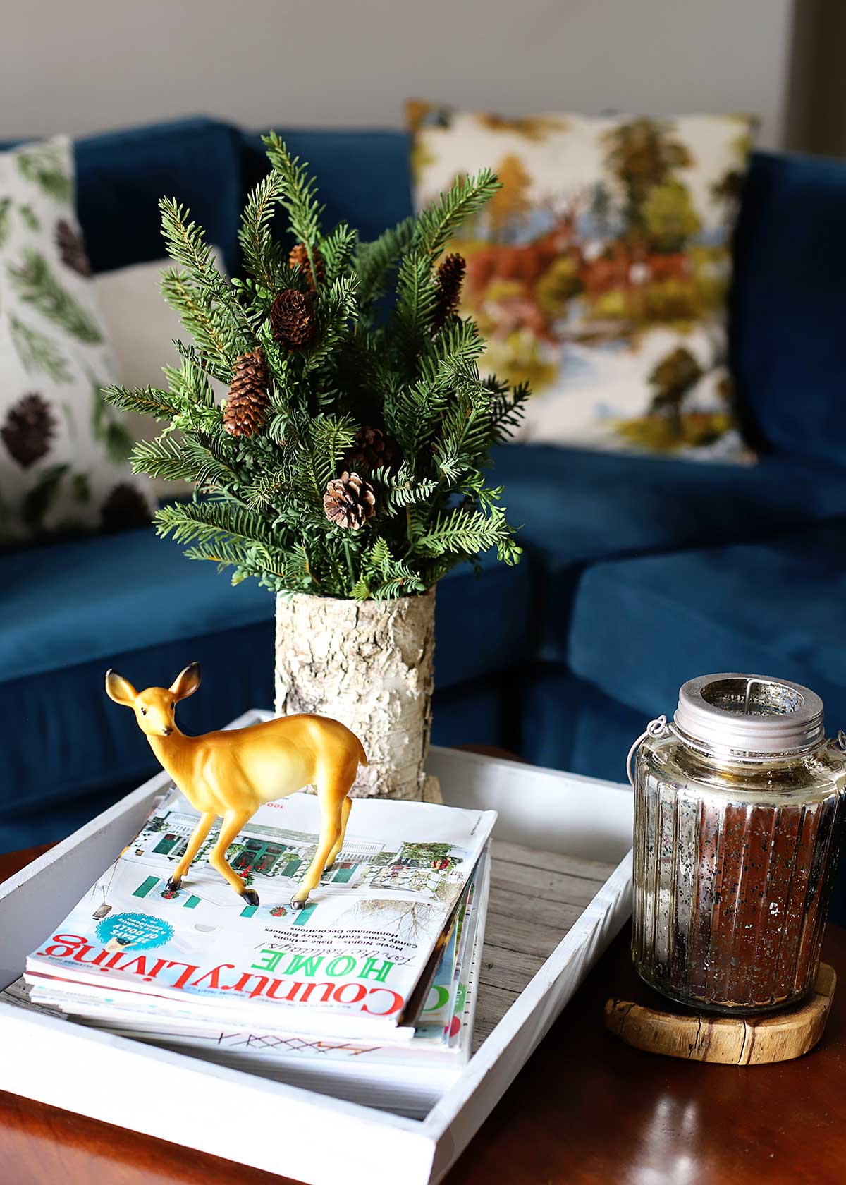 vintage plastic deer used as holiday decor