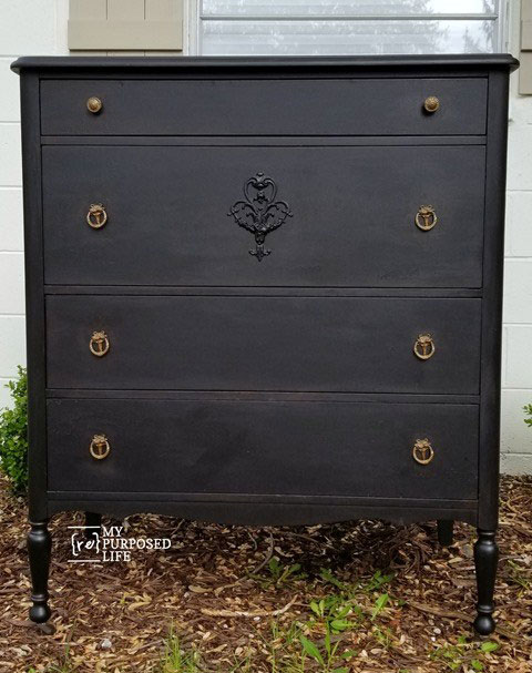 Vintage dresser that has been painted black