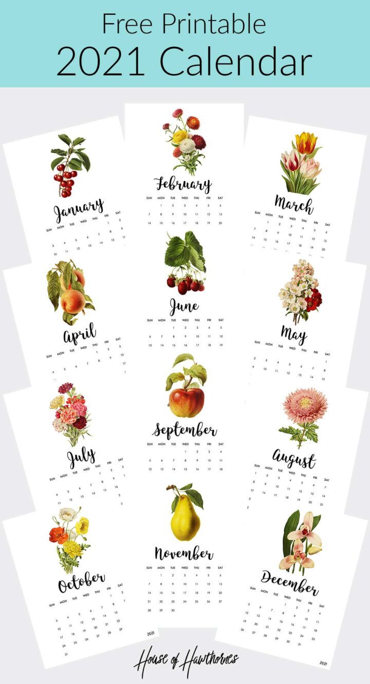 Printable 2021 Calendar | Botanical Illustrations - House of Hawthornes