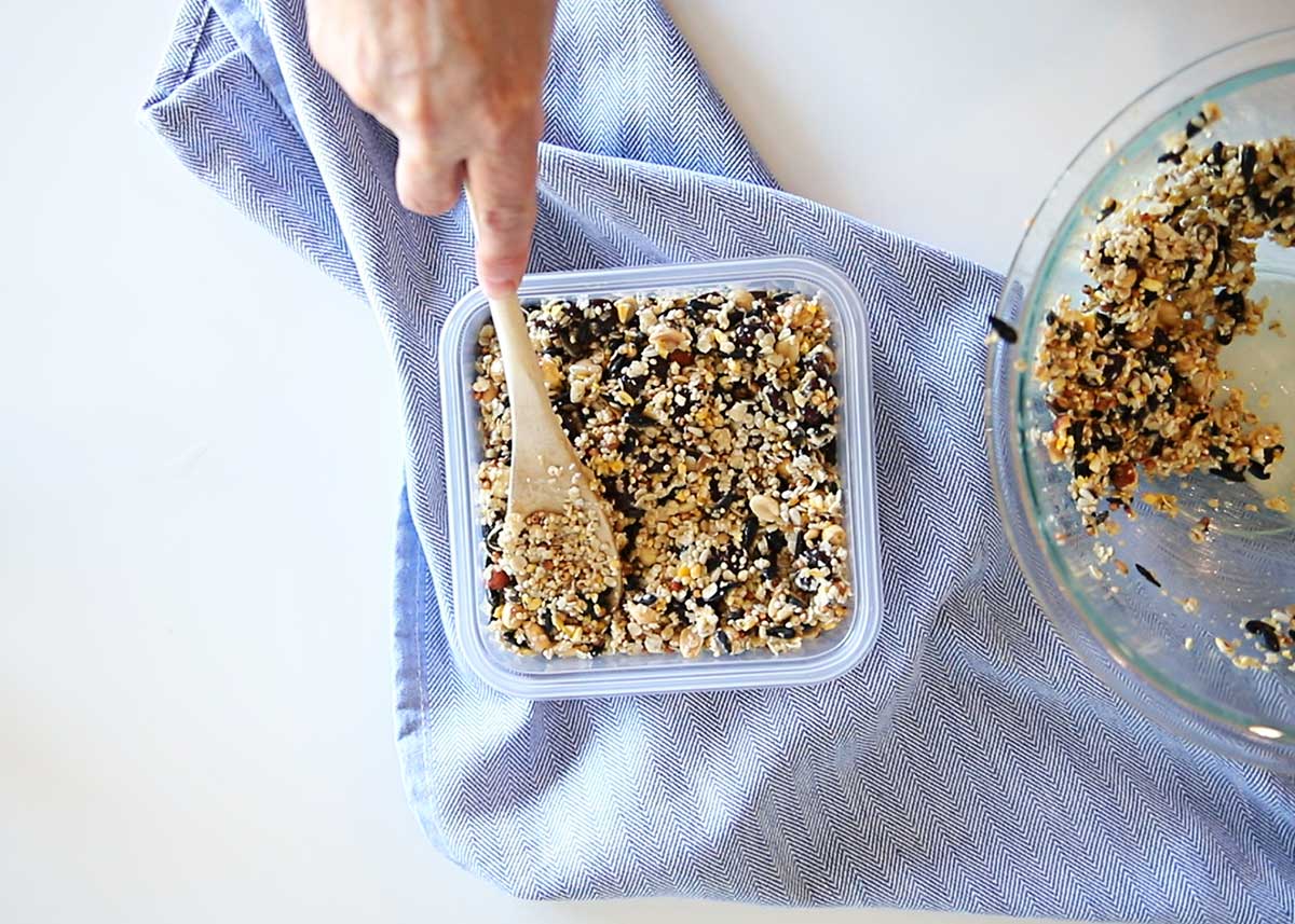 compressing suet for homemade suet cakes