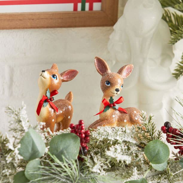 Vintage looking deer figurines for Christmas.