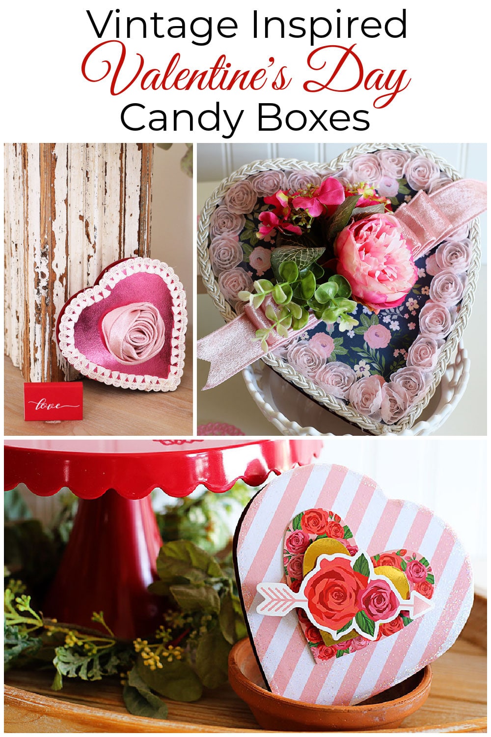 Whether giving these as gifts or using them for Valentine's Day decorations, these cute DIY vintage-inspired Valentine candy boxes are a fun and easy craft project bringing back a bit of nostalgia to candy giving.