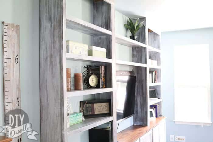 DIY built in bookshelves.