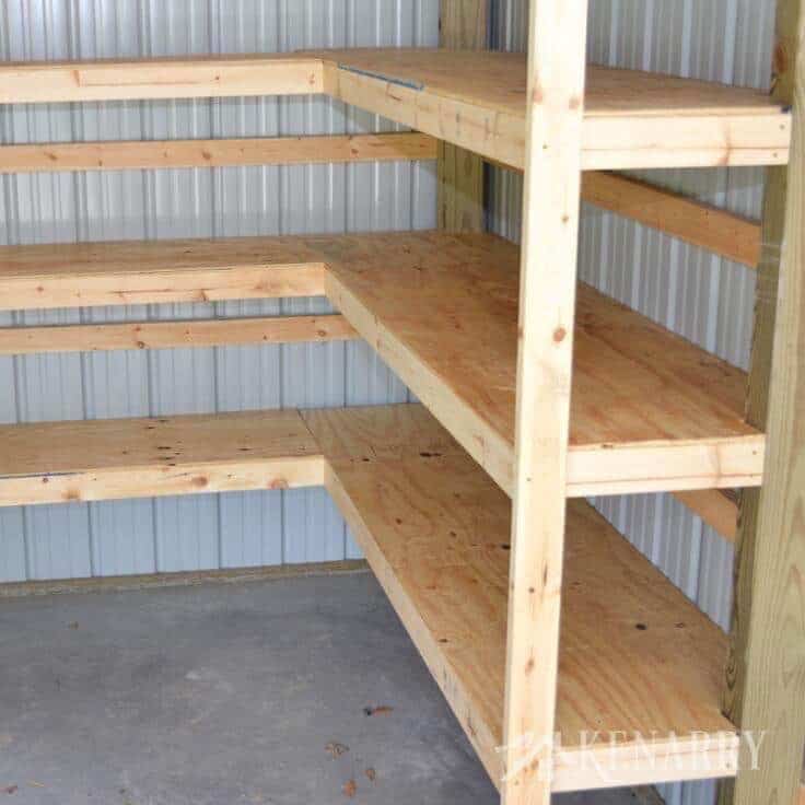 Easy to make garage shelves.