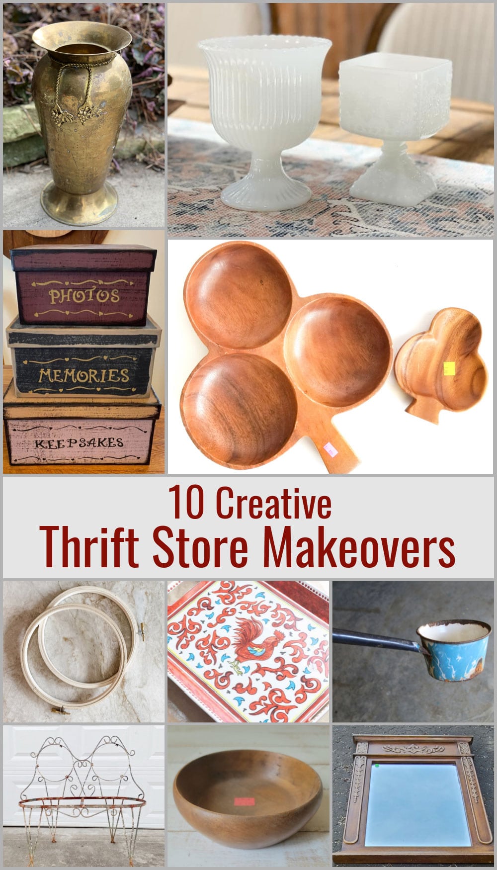 10 thrift store makeovers taking common items found in the thrift store and updating them.
