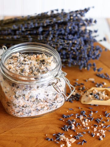 DIY lavender and chamomile relaxing bath salts.