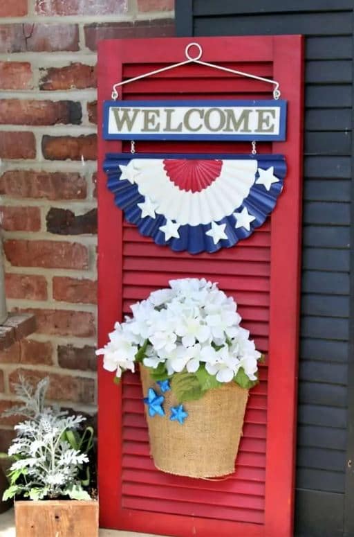 Repurposed shutter turned into welcome sign for the porch.