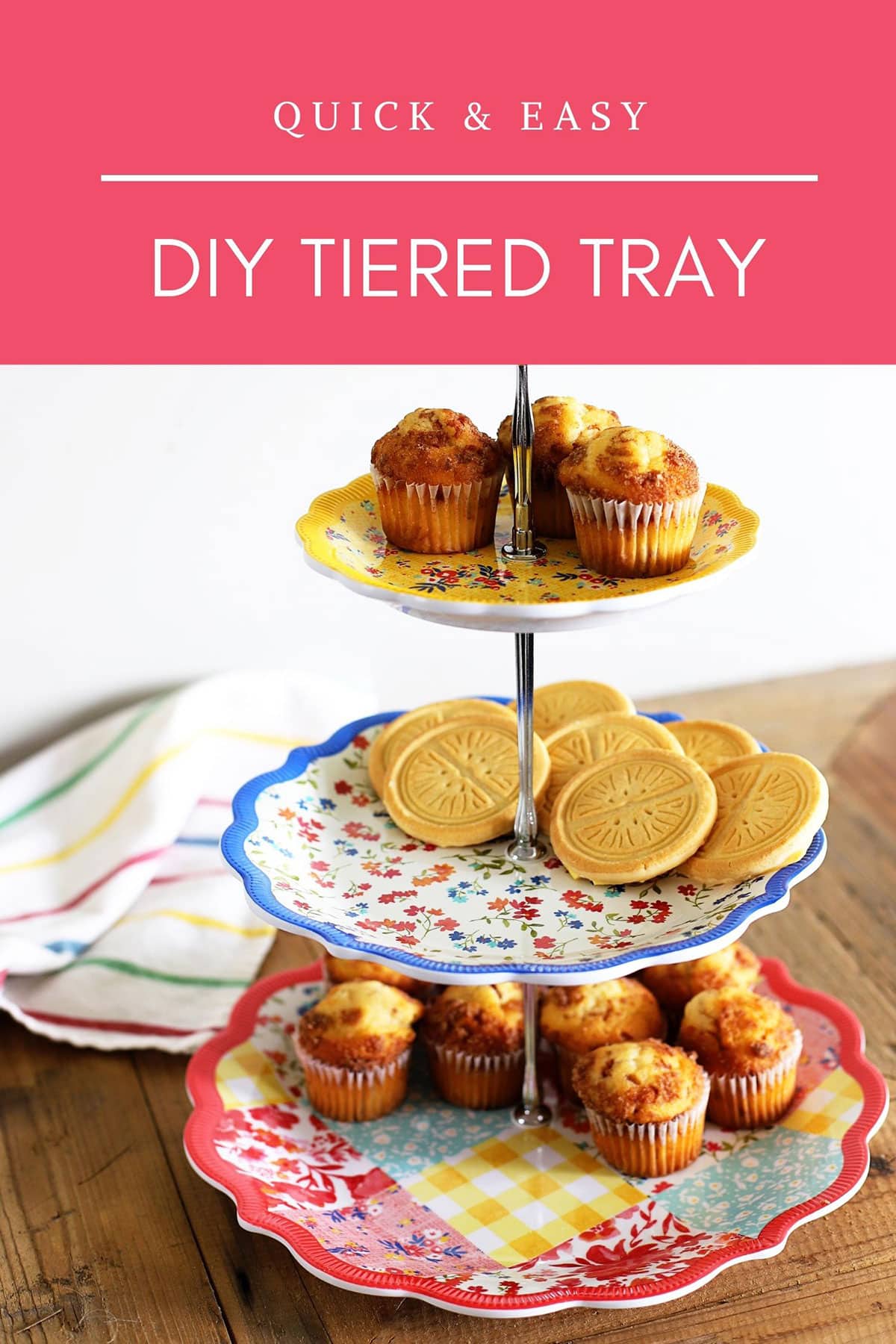 Learn how to make your own 3 tiered tray from inexpensive plates. Great project for upcycling china and ceramic plates from the thrift store.