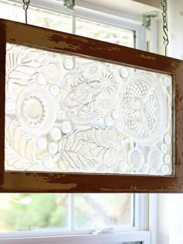 How to make window art with glass plates from the thrift store for a mosaic look.