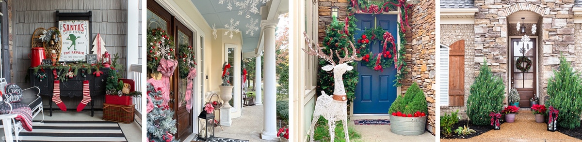 Tour eight porches beautifully decorated for Christmas. You'll find lots of ideas for decorating a large porch for Christmas, decorating a small porch for Christmas and decorating a balcony for Christmas.
