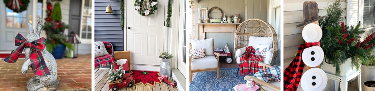 Tour eight porches beautifully decorated for Christmas. You'll find lots of ideas for decorating a large porch for Christmas, decorating a small porch for Christmas and decorating a balcony for Christmas.