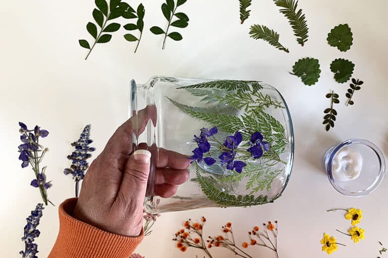 Easy Pressed Flower Craft DIY Decorative Glass Jar House of Hawthornes