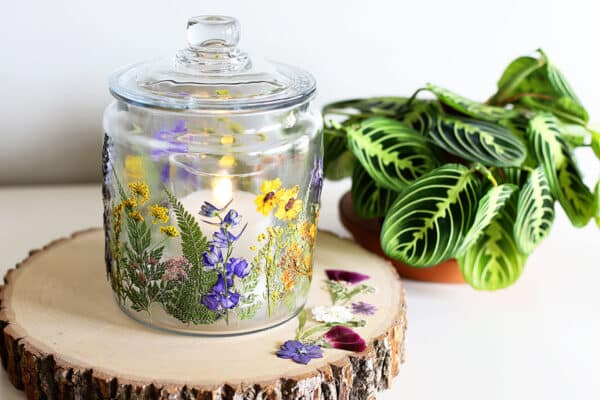 DIY Decoupaged Candle with Dried Flower  Candles crafts, Dried flowers,  Candle decor