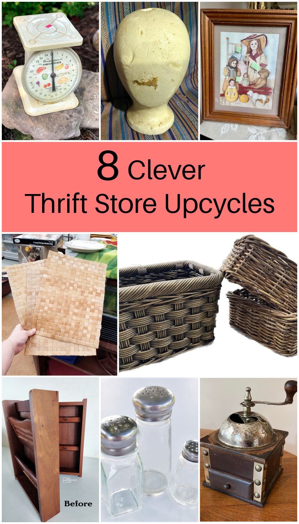 Items found at the thrift store that can be repurposed into trendy and inexpensive home decor.