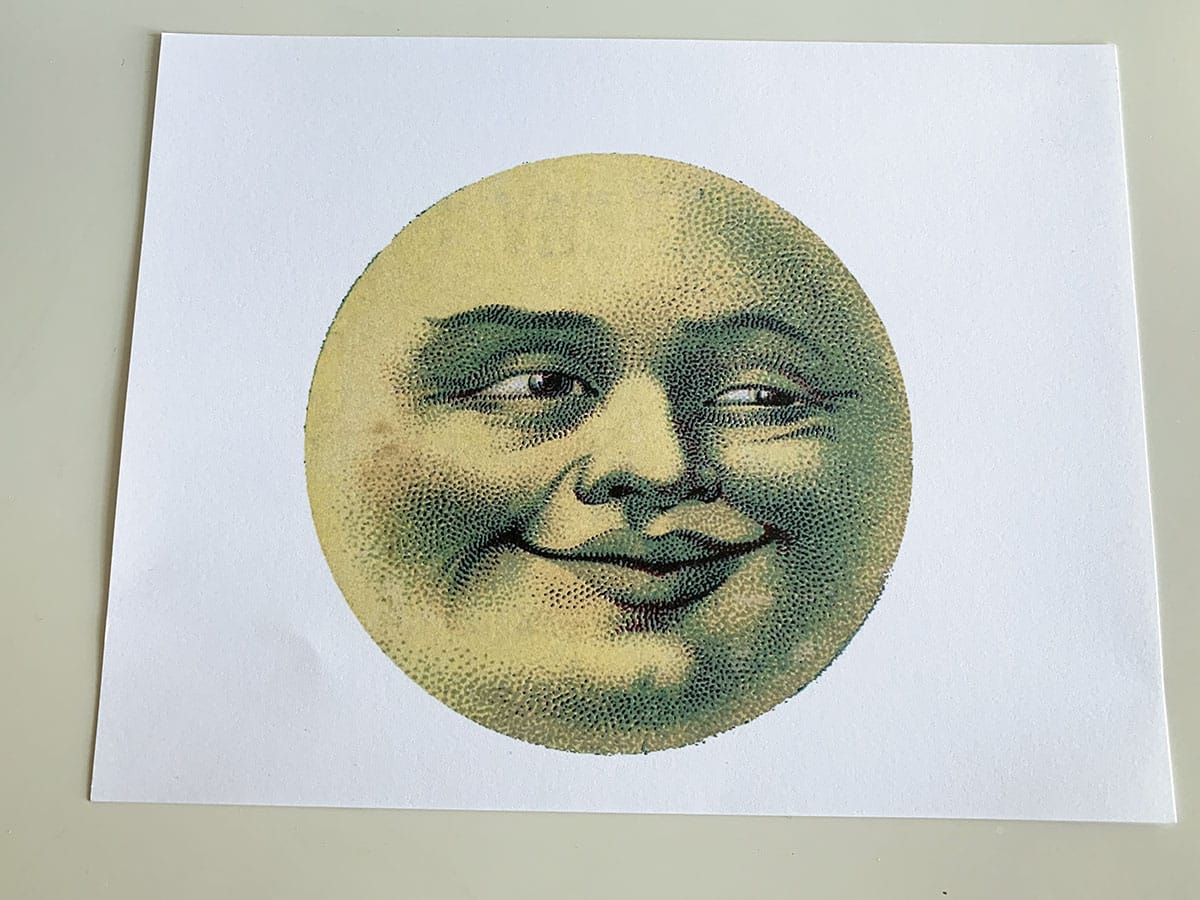 Man in the moon face rpintable from The Graphics Fairy.